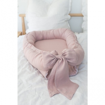 Prachtige linnen babynestjes met strik - Powder Pink